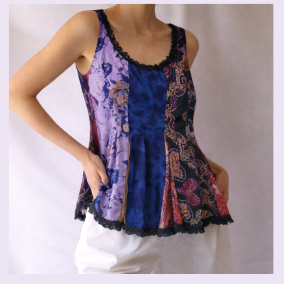 Odd Molly Tops - ODD MOLLY Vintage 100% Silk Blouse Sleeveless Fairycore Babydoll Women's Medium